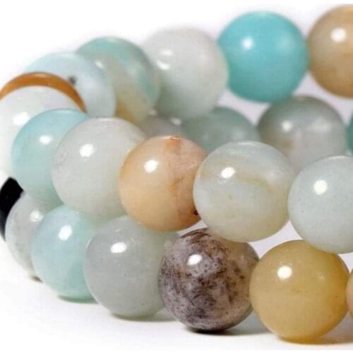 Natural Amazonite Beads Gemstone Smooth Round Loose for Jewelry Making