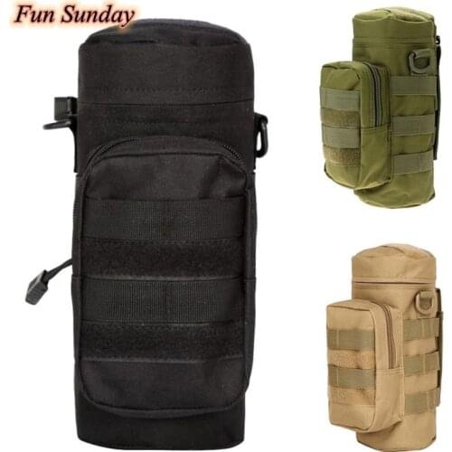 Nylon Water Bottle Pouch Water-repellent Zipper Camo Water Bottle Tactical Military Pack Bag for Travel Climbing
