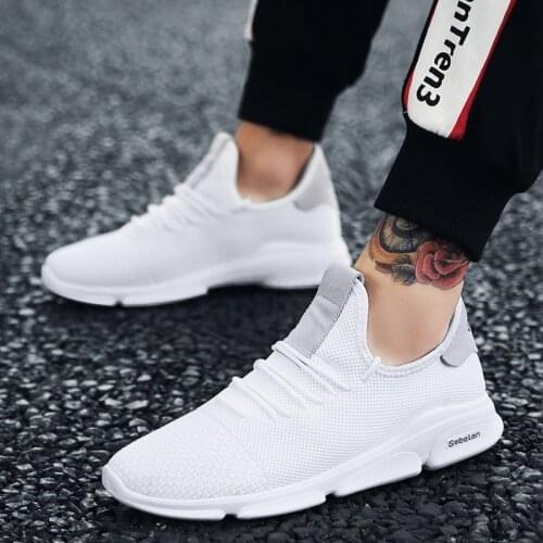 2019 Summer New Mens Shoes Air Meash Breathable Lace-up Solid Color Fashion Casual Shoes Male Sneakers Footwear Plus Size jko