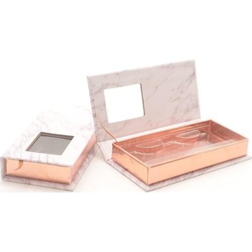 Wholesale Eyelashes Box Package Lashes Box Case Packaging Custom Faux Cils Mink Eyelash Strip Marble Storage Cases Bulk Vendors