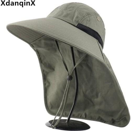 XdanqinX Summer Panama Sunscreen Anti-UV Bucket Hat For Men Women New Shawl Anti-mosquity Mens Fishing Cap Womans Beach Hats
