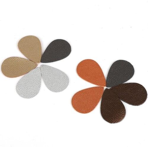 Top Sale 56x37MM Fashion Litchi Print PU Leather Water Drop Charm Pendant For DIY Earring Necklace Jewelry Findings Making