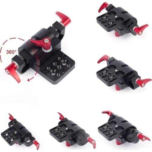 360° Swivel Rotating 15mm Rod Clamp Mount Adapter fr Camera Rig Gimbal Steadicam Stabilizer Tripod Support Power Supply Battery