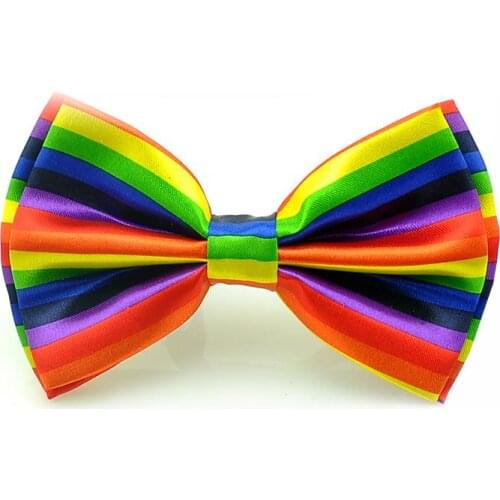 Rainbow Horizontal Bow tie for Men Mens Women Tuxedo Formal Dress Party Wedding Butterfly Knot Colorful Cravat 2020 New Gift