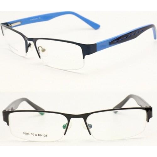 Pull sales 8006 shield shape half-rim metal combined acetate temple with flexible dual colors optical glasses frame for teens