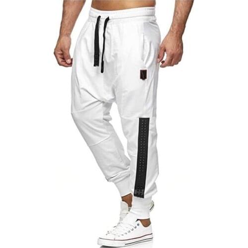 Joggers White Patchwork Gyms Harem Pants Mens Fitness Elastic Slim Stacked Sweatpants Men Streetwear Man Sport Long Cargo Pants