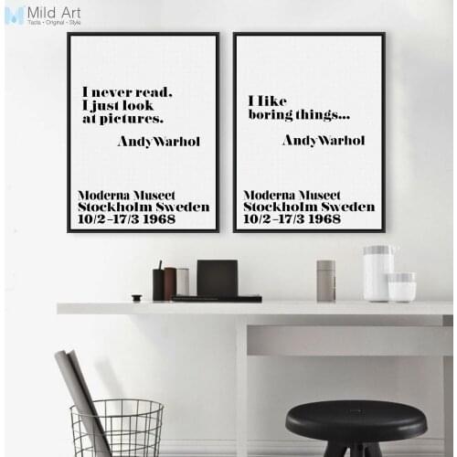 Modern Black White Warhol Inspirational Life Quote Art Print Poster Wall Picture Canvas Typography Paintings Home Deco No Frame