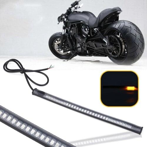 LED Motorcycle Light Bar Strip Flexible Tail Brake Stop Turn Signal Lamp License Plate Light Red Amber Color