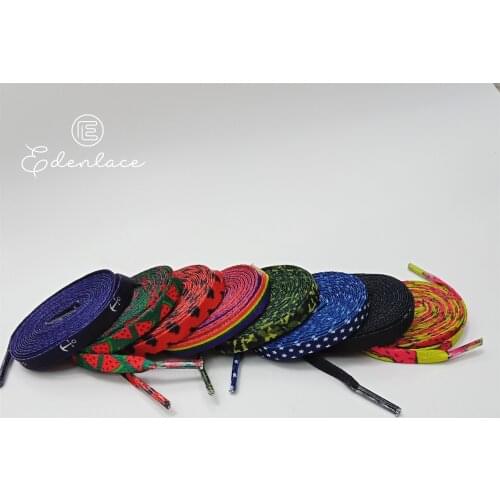 Heat Transfer Shoelace Flat Sublimation Shoe Lace Printed Star Watermelon Doughnuts Shoelaces Digital 7mm Fashion Shoestring