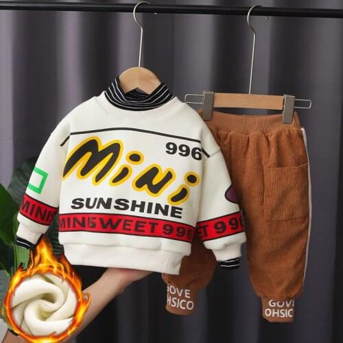 2021 spring and autumn boys' Hoodie baby fashion suit 1234 year old boys two piece sports suit alphabet Pullover Sweater + pant