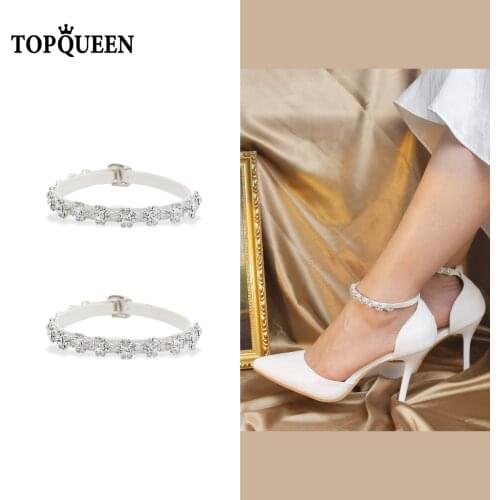 TOPQUEEN-AS16TOPQUEEN-AS16 Shoe Strap Women’s Detachable PU Rhinestone Leather Shoe Straps Anti-slip Shoe Straps