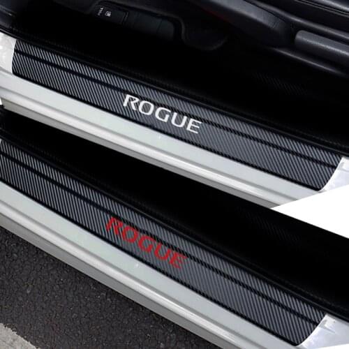 Carbon Fiber Vinyl Sticker Car Door Sill Protector Scuff Plate For NISSAN ROGUE Car Accessories