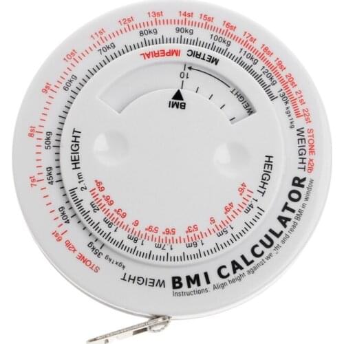 BMI Body Mass Index Retractable Tape 150cm Measure Calculator Diet Weight Loss