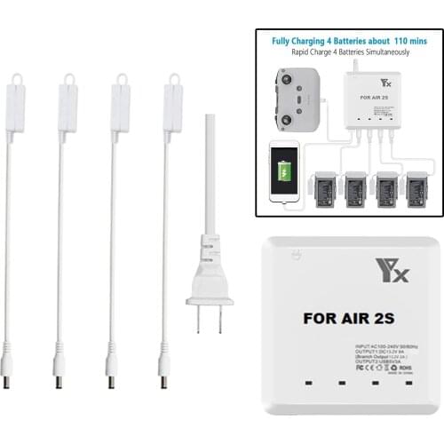 Battery Charger for DJI Mavic Air 2S Drone,6 in 1 Multi Charging Hub,Simultaneous Charge 4 Batteries and Remote Controller