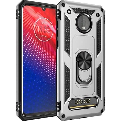 For MOTO Z4 Armor Shockproof Case for Motorola Moto Z4 Rugged Military Protective Car Holder Magnet Case Cover