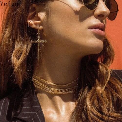 Vintage Gold Silver Color Cross Dangle Earrings Female 2018 Fashion Jewellery Women Retro Earings Drop Earrings Jewelry Earrings
