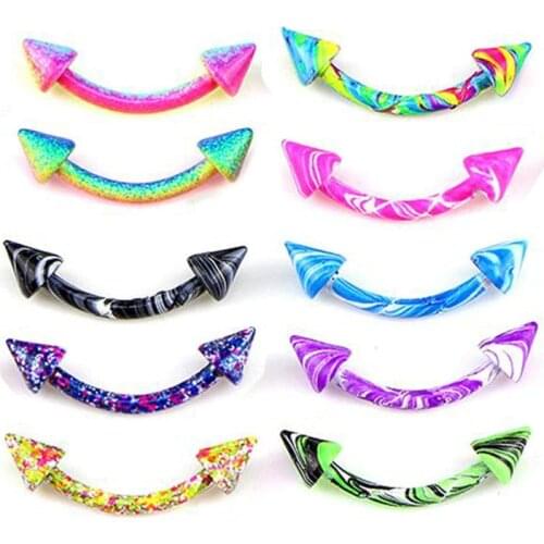 10Pcs New Contracted Stainless Steel Round Bar Eyebrow Nail Color Eyebrow Nail Body Piercing Jewelry