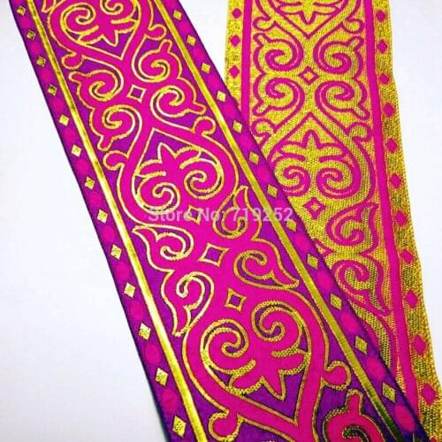 10cm 4' Lace Stage Clothes Garment Accessories Handmade Curtain National Jacquard Ribbon Woven Webbing Golden Purple Mercerizing