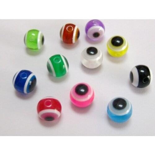 100 Mixed Colour Acrylic Eye Ball Round Beads 10mm