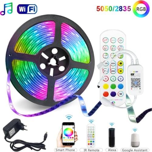 20M WiFi Music Luces LED Strip Light RGB 5M 10M 15M 5050 SMD 2835 Neon Led Lights 12V Festoon Led Lamp Christmas Lights for Room