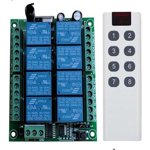 433Mhz Wireless RF Universal DC12V 24V 8CH Receiver Remote Control Switch long distance Transmitter bedroom light lamp motor led