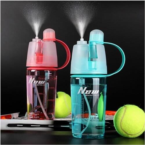 600ml Outdoor Sport Bottle Cycling Travel Portable Atomizing Drinking Cups Climbing Hiking Plastic Leak Proof Spray Waterbottle