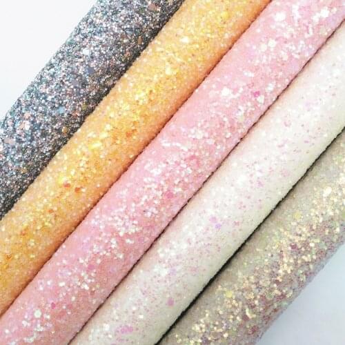 Amonglitter Crystal Chunky Glitter Leather Fabric Sheets, Glitter Fabric for DIY Bows Bags and Shoes 21x29cm A4 size MB015