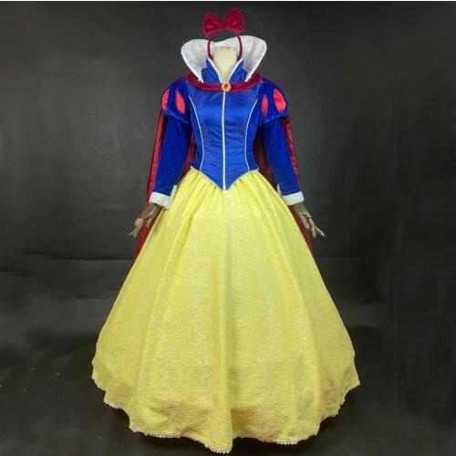 Anime Princess Snow Cosplay Costume Adult Women Winter Long Dress With Cloak Fancy Halloween Carnival Ball Gown
