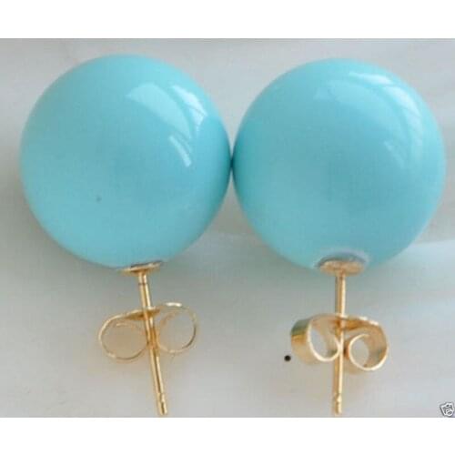@ NEW 12MM BLUE ROUND SOUTH SEA SHELL PEARL STUD EARRING