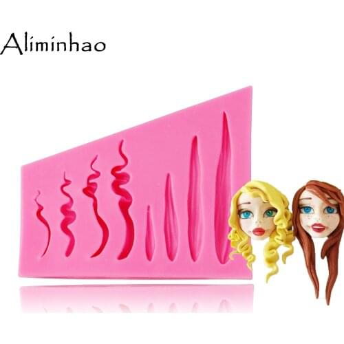 B1424 Sugarcraft Hair Shaped silicone mold fondant cake mold chocolate fudge utensils kitchen baking mold