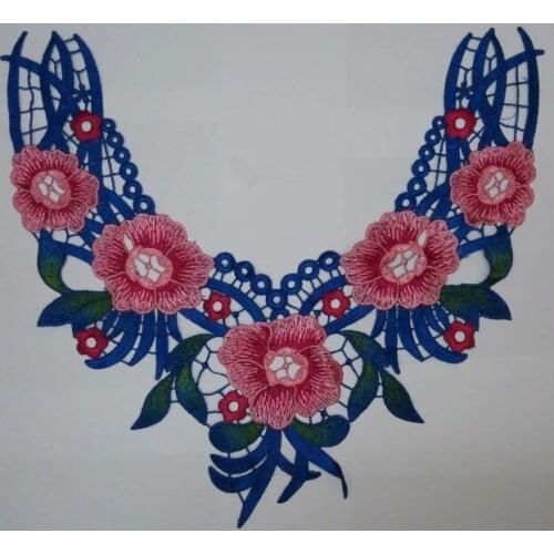 Free shipping 31cm*27cm dyed polyester yarn embroidery China folk style collar applique, embroidery fake collar,XERY0718Z