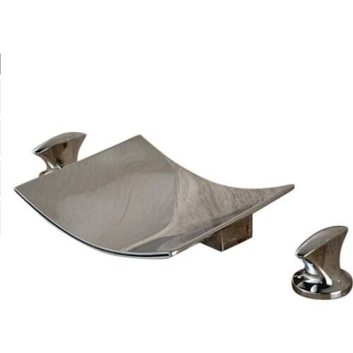 Free ship chrome Color 8 " widespread 3 holes Bathroom Deck Mounted Dual Handles waterfall tub Faucet