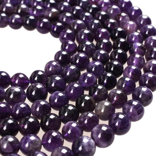 Natural Stone Beads AAA Dark Purple Crystal Amethyst Round Loose Beads 2 3 4 6 8 10 12mm For Bracelets Necklace Jewelry Making