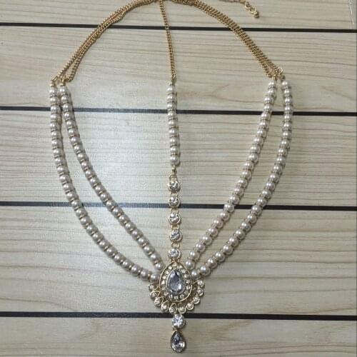 Handmade Kundan stones hair chain head chain head jewellery