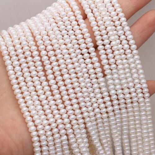 Natural Freshwater Pearl Beads Flat Shape isolation Loose Beads For jewelry making DIY necklace bracelet accessories 3-4mm
