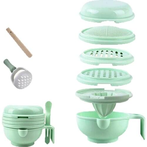 Baby Solid Food Supplement Feeding Grind Food Dishes Hygiene Kit Nibbler Infants Handmade Manual Plate Cooking Tools