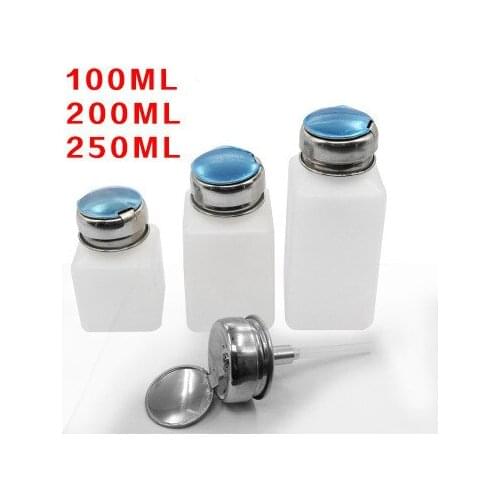 Top Quality 100 200 250ML Empty Pump Liquid Alcohol Press Nail Polish Remover Cleaner Bottle Make Up Refillable Container