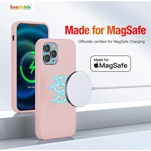 Soodatek MFI Magsafe Case for iPhone 12 Magnetic Case Camera Lens Protection Silicone Back Soft Cover for iPhone 12 Pro Max Gift