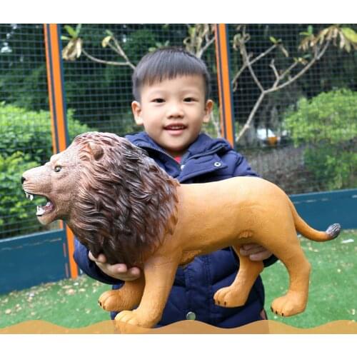 Large Size Soft Plastic Realistic Wild Animal Models Lifelike White Brown Lions Figures Dolls Children Cognitive Animals Toys