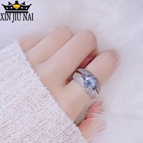 3 pieces / set of fashion princess temperament ring elegant ladies wedding banquet gift claws set rhinestone CZ womens jewelry