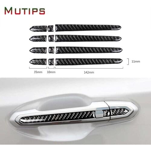 Mutips Car Door Handle Trim Frame Cover Anti Scratch Protect Sticker Carbon Fiber Exterior Decoration For Cadillac XT5 2016 2017
