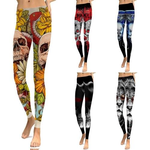 New Sexy Girl Women Halloween Skull 3D Prints Elastic Fitness Gym Sport Workout Yoga Plus Size Leggings Pants Dropshipping