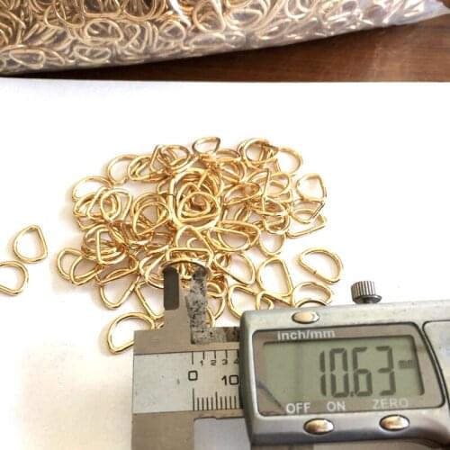 New 15mmx10x6.5 gold metal D ring shoes bags garments fabric ribbon buckle connectors ornament accessories 60pcsx