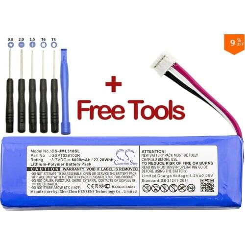 Upgrade Cameron Sino 6000mAh GSP1029102R for JBL Charge 2 Plus,Charge 2+,charge 3 2015,check the place of 2 red and 2 black wire