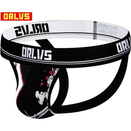 ORLVS Brand male underwear sexy gay jockstrap men thongs and g-string cueca tanga breathable ropa interior hombre bikini OR302
