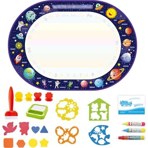 Planet Design Oval Reusable Water Canvas Writing Graffiti Painting Pad Kids Toy Kids Educational Toys for Children Gifts