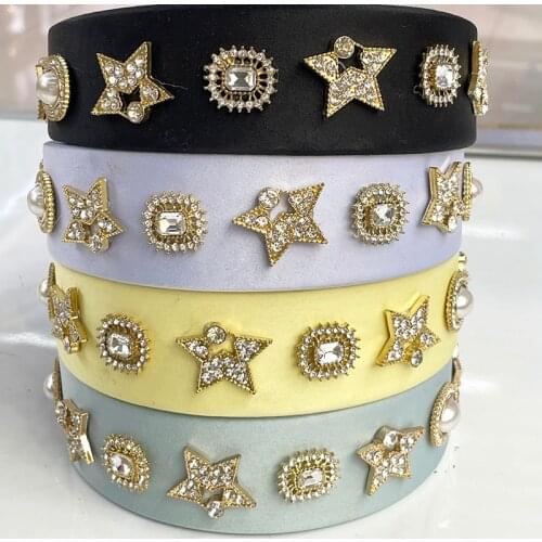 Women Girls Baroque Metal Star Rhinestone Hairband Headband Adult Hair Accessories