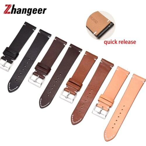 12mm 14 16 18 20mm 22mm 24mm Quick Release Straps Retro Leather Band For Samsung Watch 3 45mm Active 2 Smart Universal Watchband