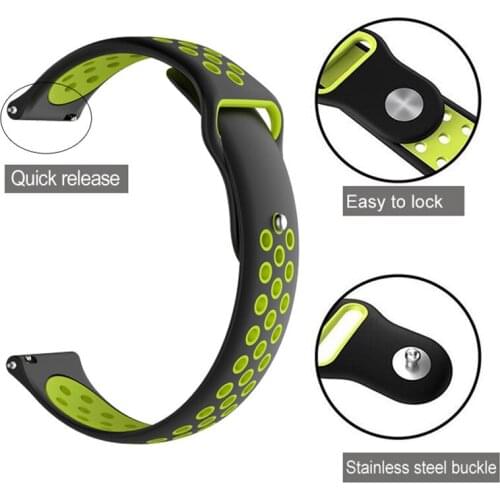 22 MM Silicone Watch Band For Smart Watch Gear s3 Dual Color Round Hole Waterproof Sport Watch Strap Replacement Bracelet Wrist