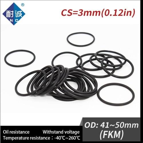 2PC/lot Rubber Ring Black FKM O ring Seals Thickness 3mm OD41/42/43/44/45/46/47/49/50mm Rubber O-Rings Fuel Washer